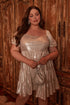 Moonshine Foil Rib Knit Tiered Mini Dress Curve